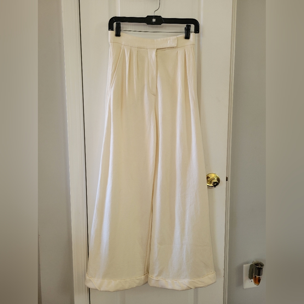 Max Mara Sfilata Runway Ivory Virgin Wool Wide Leg Trousers Italy Size 4 Pants